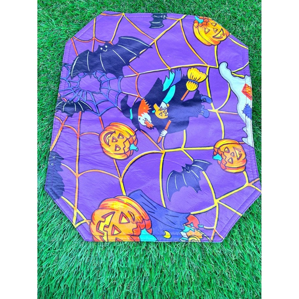 Vintage Halloween Placemats Set of 6 Reversible Purple Black Witch Ghost Boo - Picture 5 of 16